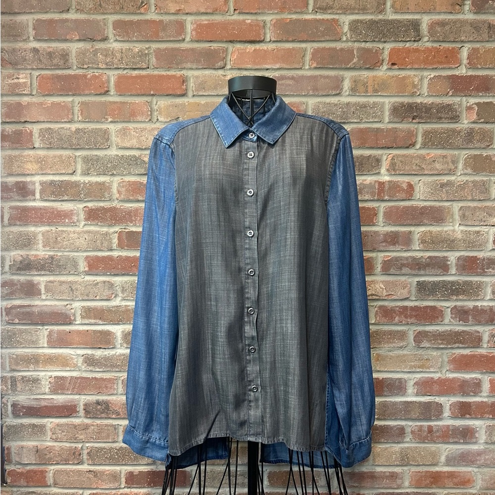 Standards & Practices New With Tags Blue & Gray Long Sleeve Blouse Size Large
